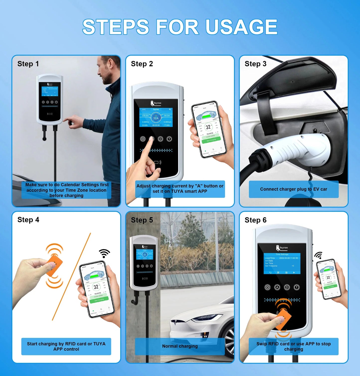 EV Charger Wallbox Type2 11KW 16A 3Phase feyree