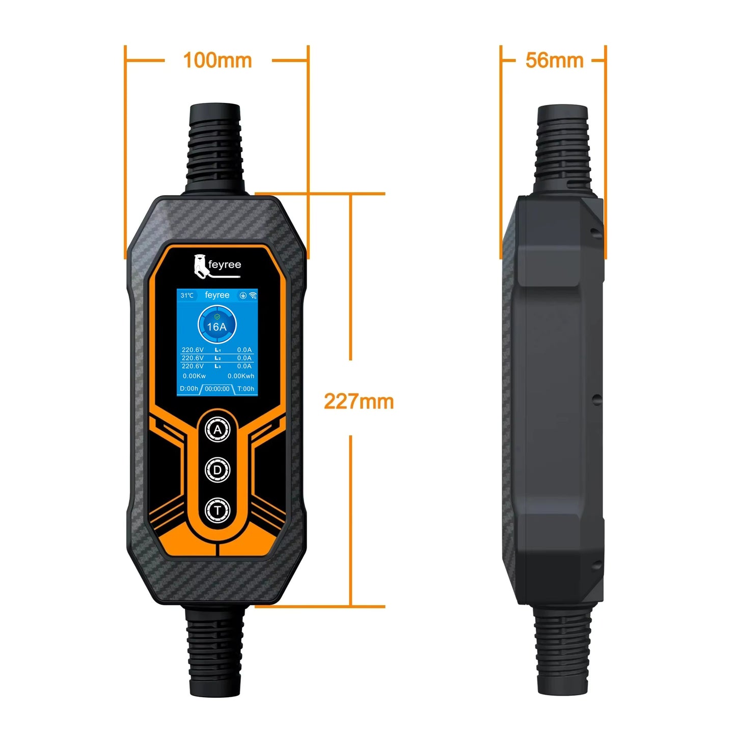 Type2 Portable EV Charger 11KW 16A 3Phase feyree