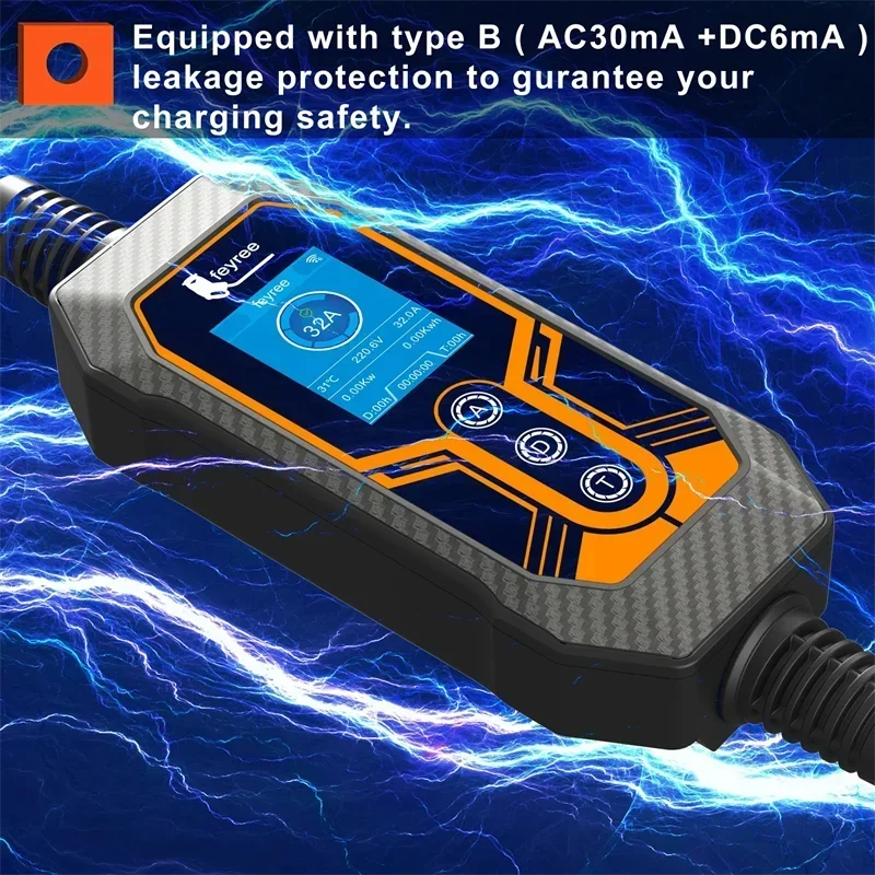 Portable EV Charger Type2 Wallbox 7KW 32A feyree