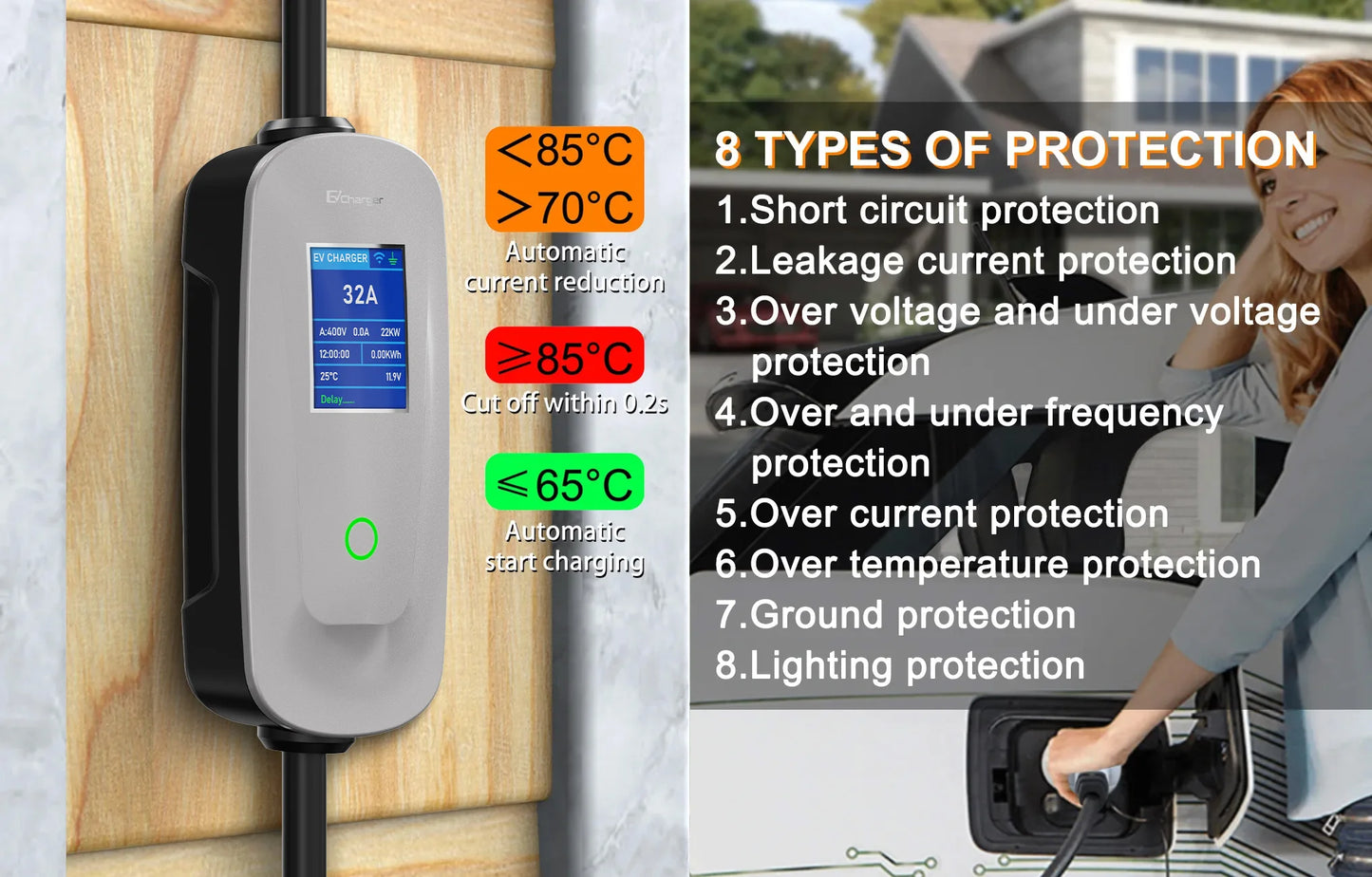 EV Charger Type2 Wallbox 22KW 32A 3Phase AFEEV