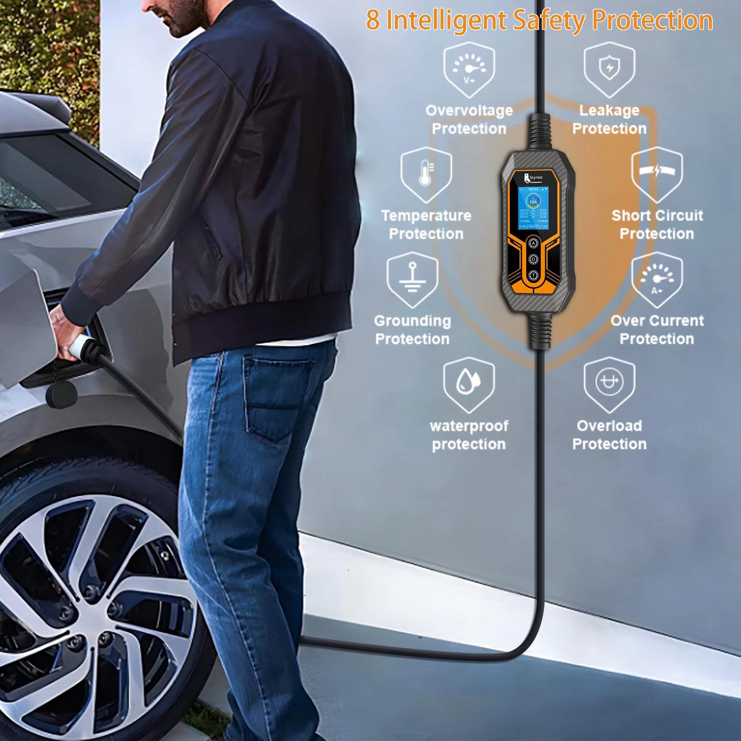 Type2 Portable EV Charger 11KW 16A 3Phase feyree