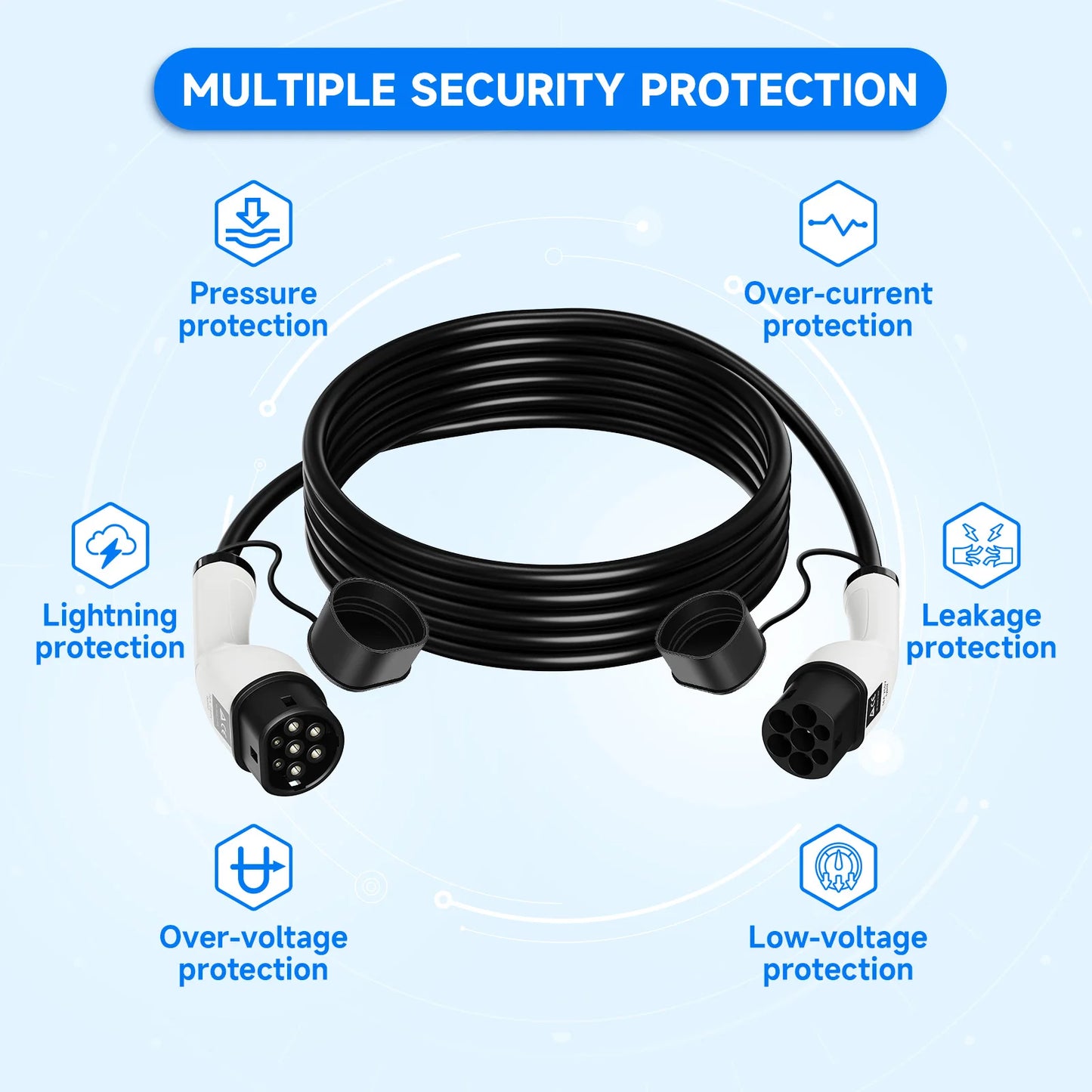 Type2 to Type2 Portable EV Charging Cable 7KW 32A 1Phase Female to Male Plug AFEEV