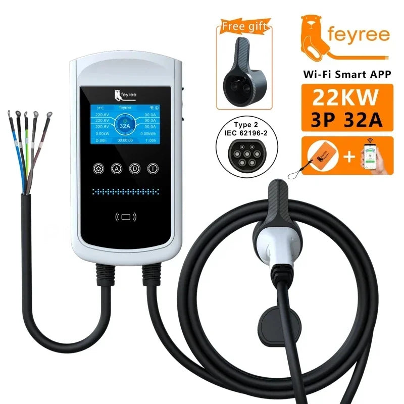 EV Charger Wallbox Type2 22KW 32A 3Phase feyree