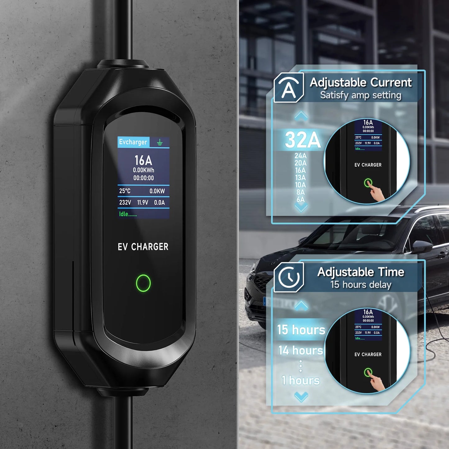 EV Charger Type2 Wallbox 7KW 32A 1Phase 5M AFEEV
