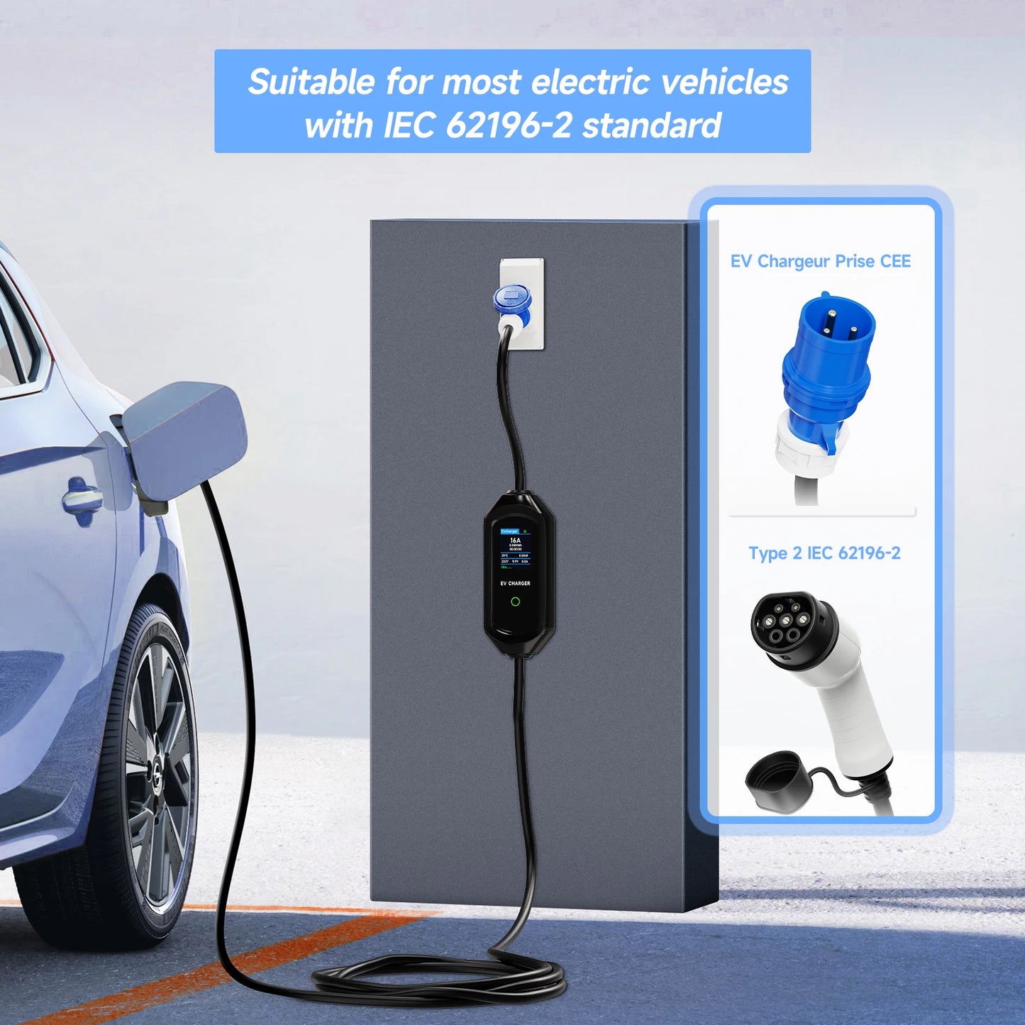 EV Charger Type2 Wallbox 7KW 32A 1Phase 5M AFEEV