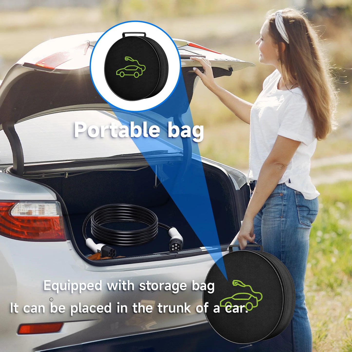 Type2 to Type2 Portable EV Charging Cable 11KW 16A 3Phase Female to Male Plug AFEEV