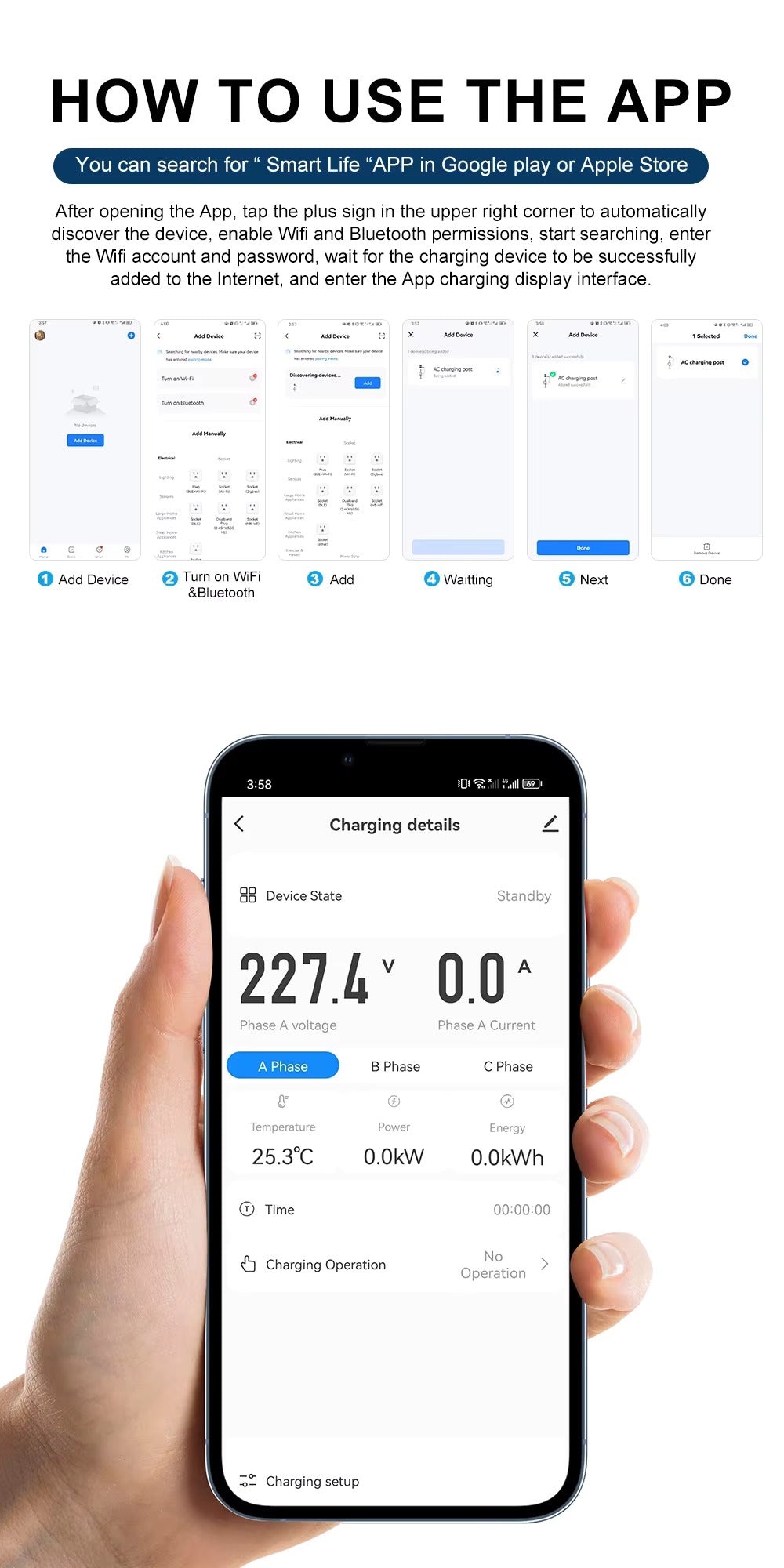 Details of how to use the app for portable EV charger 10M