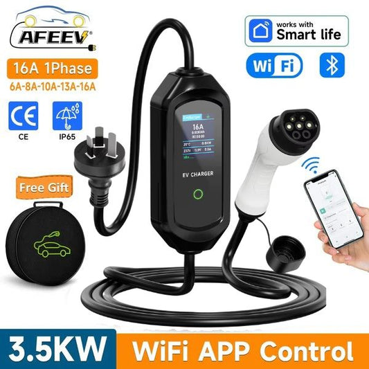 Portable EV charger type2 3.5kw 16A 10M wifi AFEEV