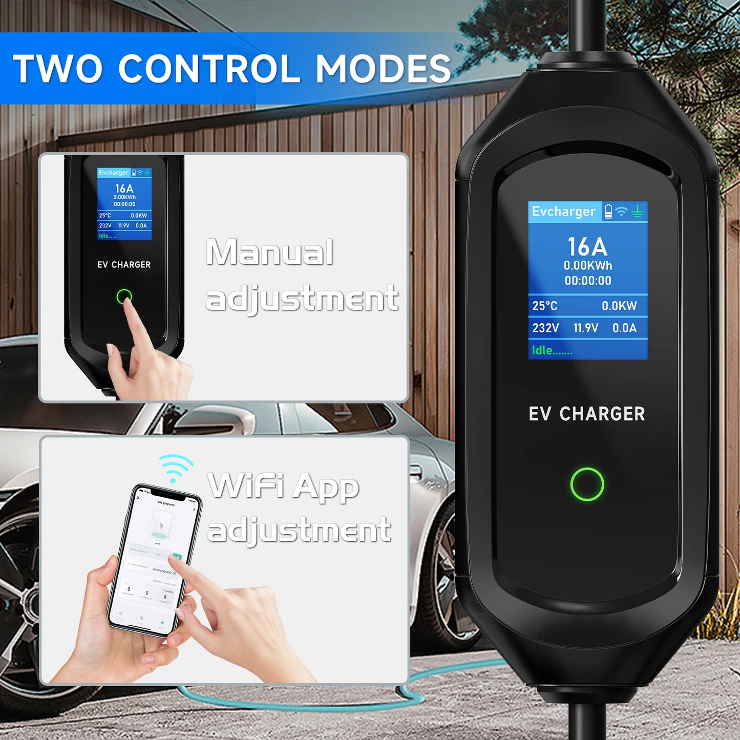 Two control modes for portable EV charger type2