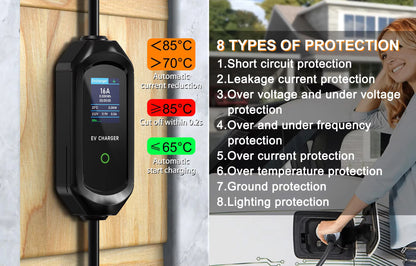 Type of protection for portable EV charger 10M